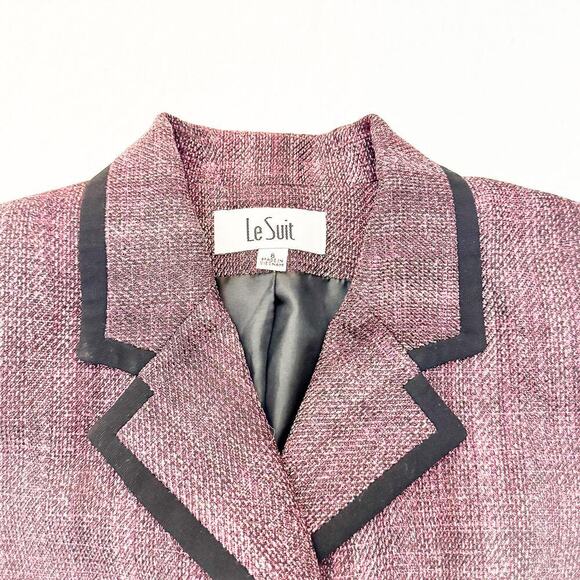 Le Suit Red Woven 3-Button Blazer Suit Jacket Size 8 - Picture 3 of 5